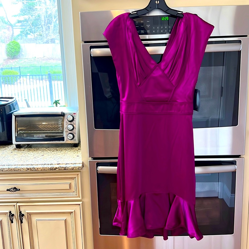 Magenta silk dress with beautiful detail